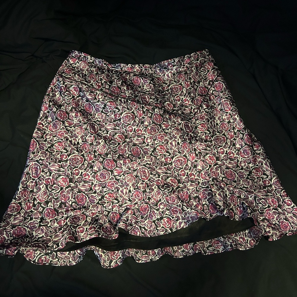 Studio 1940 Pink, Purple, and Black Floral Midi Skirt
